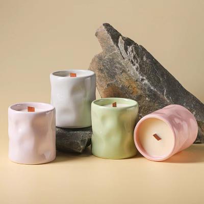 Suppliers home decorative colorful cement ceramic candles jars container custom pink white black  candle jar